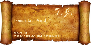 Tomsits Jenő névjegykártya